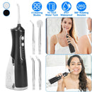 Portable Water Dental Flosser Cordless Rechargeable Dental Oral Irrigator IPX7 Waterproof Teeth Cleaner with 4 Modes 4 Nozzles 10.15oz Detachable Wate