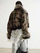 Women's Reversible Plaid PU Leather Jacket