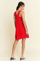 Davi & Dani Washed Satin Cutout Skirt Bandeau Mini Dress