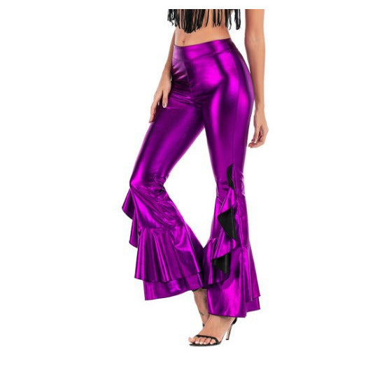 Women's Slim-fit Leather Bell-bottom Pants