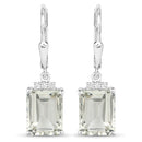 7.23 Carat Genuine Green Amethyst and White Topaz .925 Sterling Silver Earrings