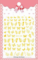 Black Butterfly Nails Stickers White Flower Adhesive