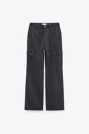 Women's Straight Solid Color Pocket Loose Casual Pants