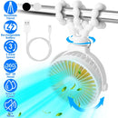 Portable Baby Stroller Fan Rechargeable Handheld Fan with Flexible Tripod Clip On Desktop Hanging Fan 3 Gear Speed 360¡ Tilt Head