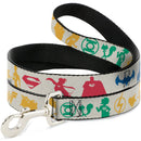 Dog Leash - DC League of Super-Pets Superhero with Pets and Logos Silhouette White/Multi Color