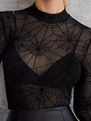 Spider Web Print Long Sleeve Blouse