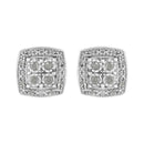 .925 Sterling Silver 1/4 cttw Round Cut Diamond Square Shape Milgrain Stud Earrings (I-J Color, I3 Clarity)