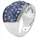 2.50 Carat Genuine Tanzanite & White Topaz .925 Sterling Silver Ring