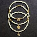 Multi-layer White Rice Bead Shell Starfish Anklet