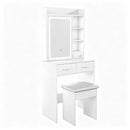 Vanity Desk Set with LED Lighted Mirror & Padded Stool