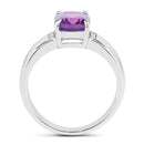 1.85 Carat Genuine  Amethyst and White Topaz .925 Sterling Silver Ring