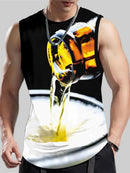Men's Plus Size Sleeveless 3D Retro Print Vest