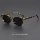 Small-face Green-frame Gradient Tea-colored Sunglasses Stylish Unisex Design With UV Protection