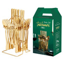 Gold Stainless Steel Cutlery Set With Rack