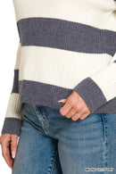 Zenana Striped Collared Sweater