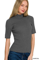 Zenana Viscose Ribbed Mock Neck Sweater