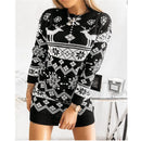 Elk Snowflake Knitted Dress, Long Sweater
