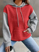 Full Size Textured Kangaroo Pocket Hoodie Plus Size