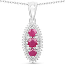 4.32 Carat Genuine Ruby and White Topaz .925 Sterling Silver 3 Piece Jewelry Set (Ring, Earrings, and Pendant w/ Chain)