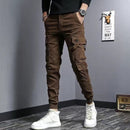 Coffee Men's Slim Fit Elastic Denim Work Pants