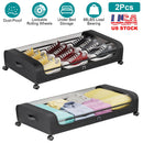 2Packs Under Bed Storage Containers Rolling Clothing Organizer 42L/11Gal Under BedÊDrawers with Clear Lid 360¡ Lockable Rolling Wheels Strap Handles