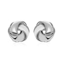 Textured and Polished Love Knot Earrings in Sterling Silver