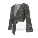 Fore Womens Crop Top Animal Print Tie Front, Size Medium