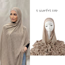 New Womens Solid-color Pleated Faux Hijab