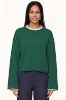 Womens Pullover Sweater Loose-Fit Round-Neck Casual Knit Top