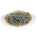 0.45 Carat Genuine Green Diamond and Yellow Diamond .925 Sterling Silver Ring