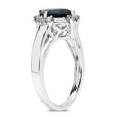 1.99 Carat Genuine London Blue Topaz & White Topaz .925 Sterling Silver Ring