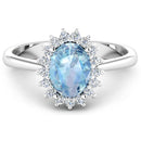 1.62 Carat Genuine Aquamarine and White Diamond 14K White Gold Ring