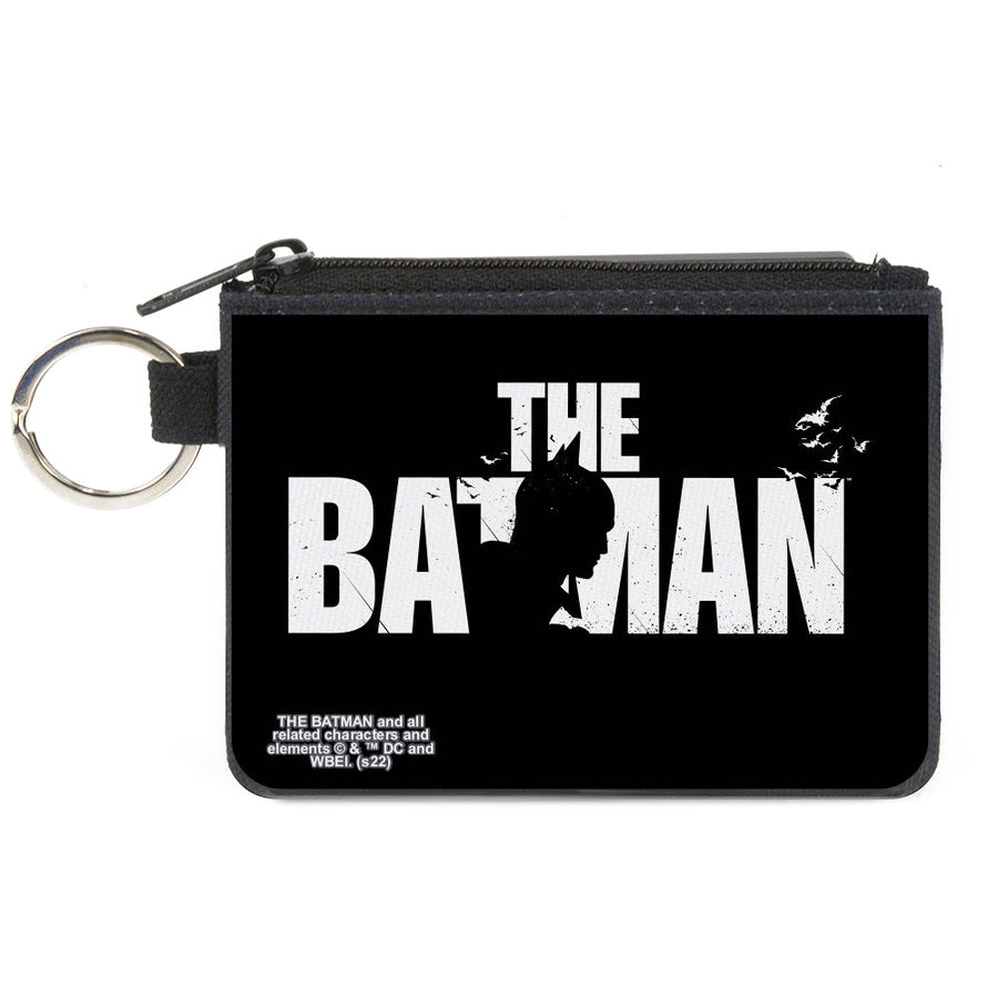 Canvas Zipper Wallet - MINI X-SMALL - THE BATMAN Movie Batman Silhouette Title Black White