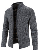 Men's Plus Size Zip-Up Long Sleeve Cardigan