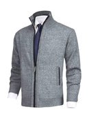 Men's Plus Size Zip Up Ribbed Hem Cardigan