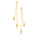 14k Yellow Gold Double Drop Long Earrings