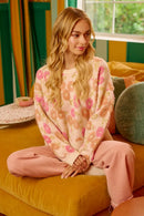 BiBi Towel Texture Floral Pattern Sweater