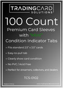 Premium Card Sleeves with 20mm Pull Tabs - Condition Indicators (100 Count)