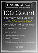 Premium Card Sleeves with 20mm Pull Tabs - Condition Indicators (100 Count)