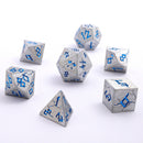 Barbarian Solid Metal Polyhedral Dice Set - Matte Silver Blue