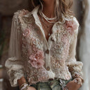 Womens Plus-Size Casual Floral Shirt