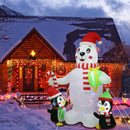 5.9FT Christmas Inflatable Outdoor Decoration Polar Bear Gift Box Penguin Blow Up Yard Decoration with LED Light Built-in Air Blower for Winter Holida