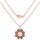 18K Rose Gold Plated 1.61 Carat Genuine Morganite, Smoky Quartz and White Zircon .925 Sterling Silver Pendant