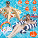 3 Pack Inflatable Pool Floats for Adult 1 Drink & Snack Float 2 Water Hammocks with High Buoyancy Pillows Cooling Mesh