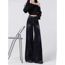 Retro High-end Wide-leg Denim Jeans For Women