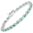 3.78 Carat Genuine Emerald .925 Sterling Silver Bracelet