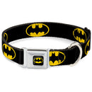 Batman Full Color Black Yellow Seatbelt Buckle Collar - Batman Shield Black/Yellow