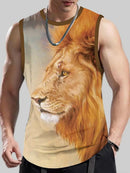 Men's Plus Size Sleeveless 3D Retro Print Vest