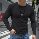 Mens Casual Long-sleeve Crew-neck Top For A Refined Look