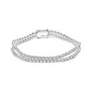18K White Gold 5 3/5 Cttw Natural Diamond Double Row Link Tennis Bracelet (G-H Color, VS1-VS2 Clarity) - 7" Inches
